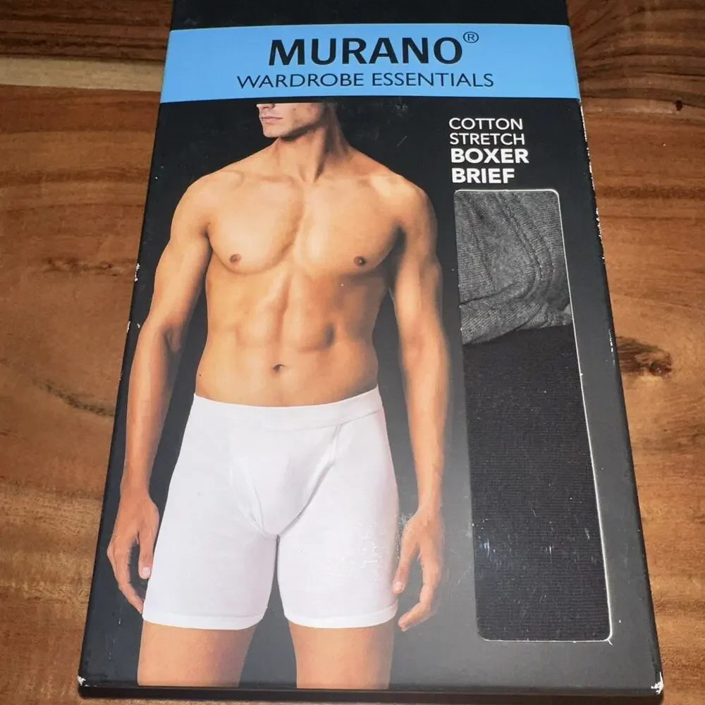 Murano Mens Black 2-Pack Comfort Stretch Boxer Briefs Gray/Black Size Small